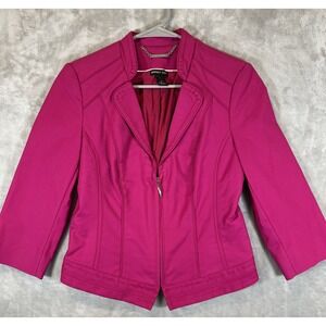 White House Black Market Blazer Jacket Perfect Form size 4 Lined Pink 3/4 sleeve